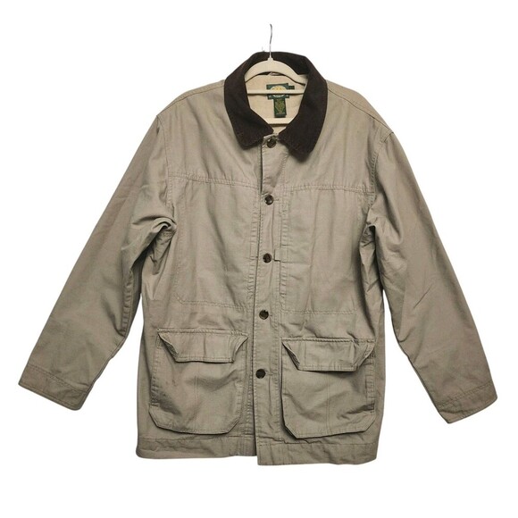 Cabela's 100% Cotton Buttoned Outdoor Jacket Size Large Corduroy Collar & Cuff - Picture 1 of 10